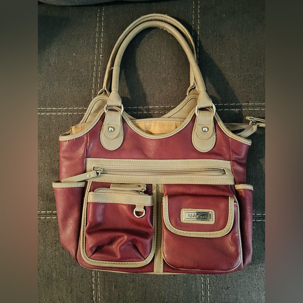 Multi Sac purse tan and burgundy